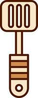 Isolated Spatula Icon In Peach And Brown Color. vector