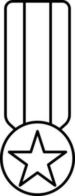 Isolated Star Strap Medal Icon In Line Art.