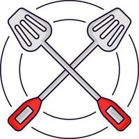 Illustration Of Cross Spatula Against Circles Background. vector