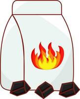 Fire Symbol Packet With Coal Stack On White Background. vector