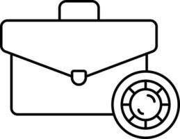 Briefcase With Coin Icon In Line Art. vector