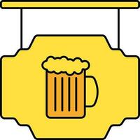 Beer Board Flat Icon In Yellow Color. vector