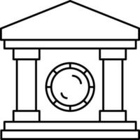 Flat Style Bank Building Icon In Black Outline. vector