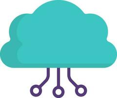 Turquoise Cloud Connection Icon In Flat Style. vector