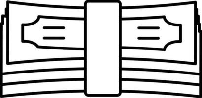 Isolated Banknote Bundle Icon In Black Linear Art. vector