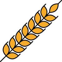 Orange Illustration Of Wheat Flat Icon. vector