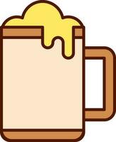 Beer Foam Mug Icon In Brown And Yellow. vector