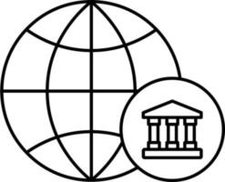 Global Banking Icon In Black Line Art. vector