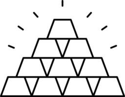 Stack Of Gold Bar Stack Icon In Black Line Art. vector