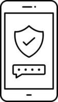 Isolated Secured Password In Smartphone Screen Icon In Line Art. vector