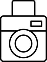 Instant Camera Icon In Black Line. vector