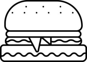 Isolated Burger Icon In Line Art. vector