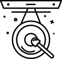 Black Outline Gong Icon Or Symbol. vector