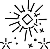 Black Line Art Fireworks Icon Or Symbol. vector