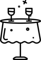 Double Drink Glasses On Round Table Icon In Line Art. vector