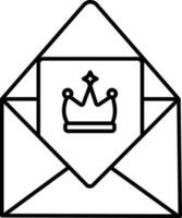 Open Envelope With Crown Greeting Card Icon In Linear Style. vector