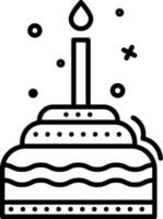 Linear Style Burning Candle In Cake Icon. vector