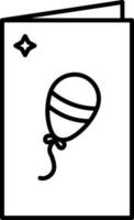 Black Outline Of Party Card With Balloon Icon. vector