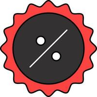 Flat Discount Sticker Icon In Red And Black Color. vector