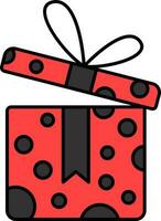 Open Gift Box Red And Black Icon. vector