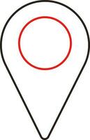 Isolated Map Pin Icon In Red And Black Outline. vector