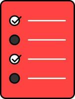 Flat Checklist Icon In Red And Black Color. vector