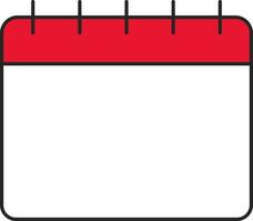 Blank Calendar Mockup Icon In Red And White Color. vector