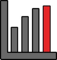 Flat Style Four Level Bar Graph Chart Grey And Red Icon. vector