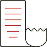 Lineal Style Scroll Invoice Icon In Red And Black Color. vector