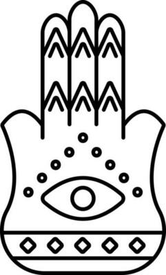 Hamsa Icon Or Symbol In Black Line Art.