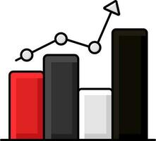 Flat Style Four Level Growing Bar Graph Chart Icon. vector