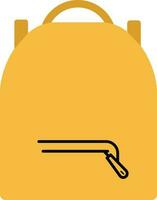 Isolated Backpack Flat Icon In Yellow Color. vector