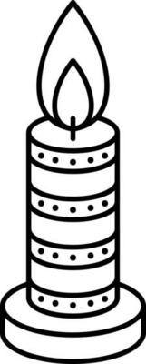 Dotted Burning Candle Icon In Black Outline.