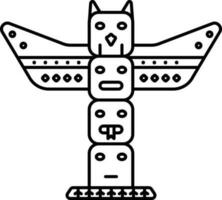 Black Line Art Illustration Of Totem Icon. vector