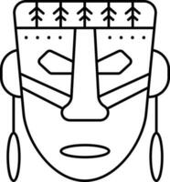 Aztec Man Face Icon In Line Art. vector