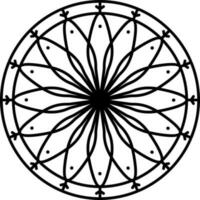 Fish Circular Design In Black Line Art. vector