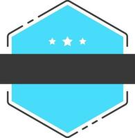 Blank Ribbon With Hexagon Frame Element In Black And Blue Color. vector