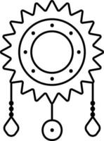 Illustration of Saw Dreamcatcher Icon In Black Outline. vector