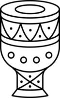 Djembe Drum Icon In Black Line Art. vector