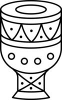 Djembe Drum Icon In Black Line Art. vector