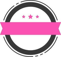 Blank Ribbon With Circle Icon In Pink And Black Background. vector