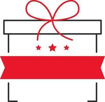 Isolated Blank Ribbon With Three Star And Gift Box Icon In red And Black Color. vector