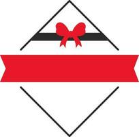 Isolated Blank Ribbon With Rhombus Frame Icon In Black And Red Color. vector