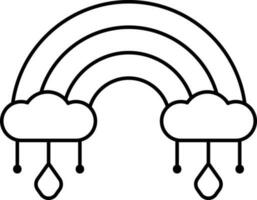 Isolated Rainbow Cloud Dreamcatcher Icon In Black Linear Art. vector