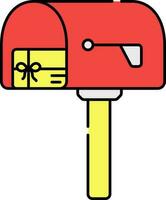 Gift Post Icon In Red And Yellow Color. vector