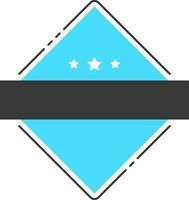 Blank Ribbon With Rhombus Shape Element In Black And Blue Color. vector