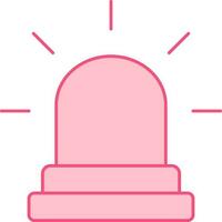 Pink Emergency Siren Icon In Flat Style. vector