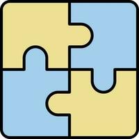 Jigsaw Puzzle Icon In Blue And Yellow Color. vector