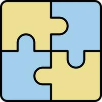 Jigsaw Puzzle Icon In Blue And Yellow Color. vector