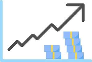 Increase Money Graph Icon In Blue And Black Color. vector